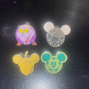 Disney Pins Hidden Mickey Series - Mickey, Acorn, Figment, Polynesian Resort
